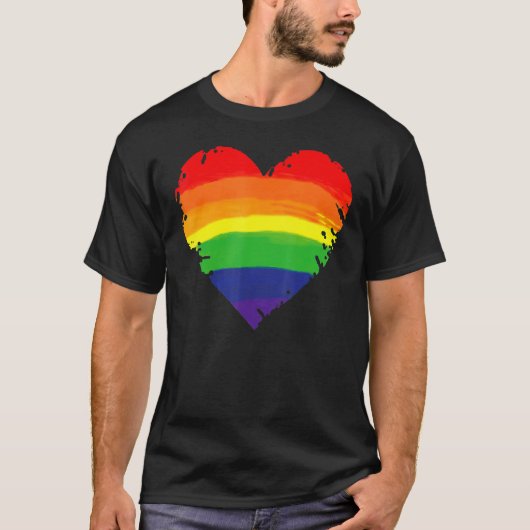 Bisexual Gay Queer Trans LGBTQ Rainbow Heart Rainb T-shirt (Voorkant)