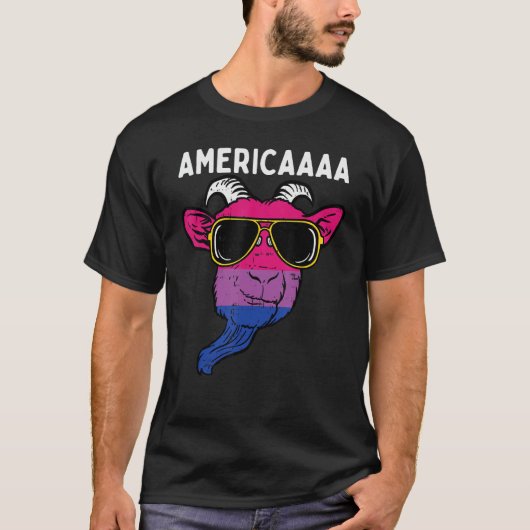 Bisexual Goat America Fun Bi Pride Flag Lgbtq Men  T-shirt (Voorkant)