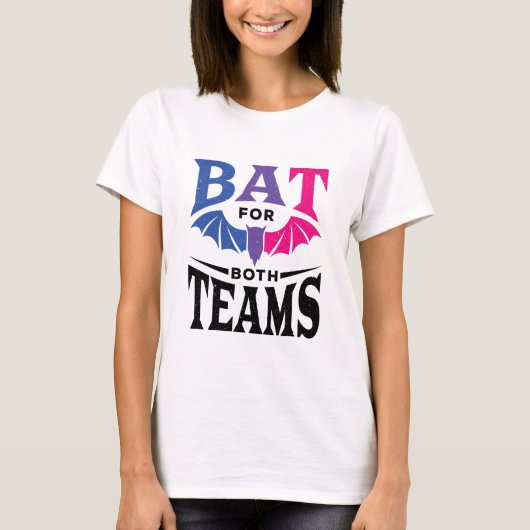 Bisexual Halloween Bat voor beide teams T-shirt (Voorkant)