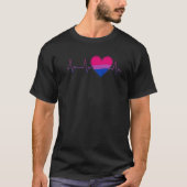 Bisexual Heartbeat Bi LGBTQ Pride EKG Pulse Line T-shirt (Voorkant)