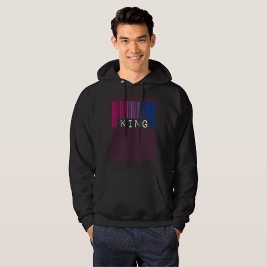 Bisexual King Barcode Trendy Bisexual Pride Flag A Hoodie (Voorkant volledig)