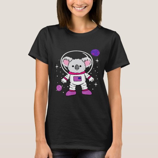Bisexual Koala in Space Bisexual Pride T-shirt (Voorkant)