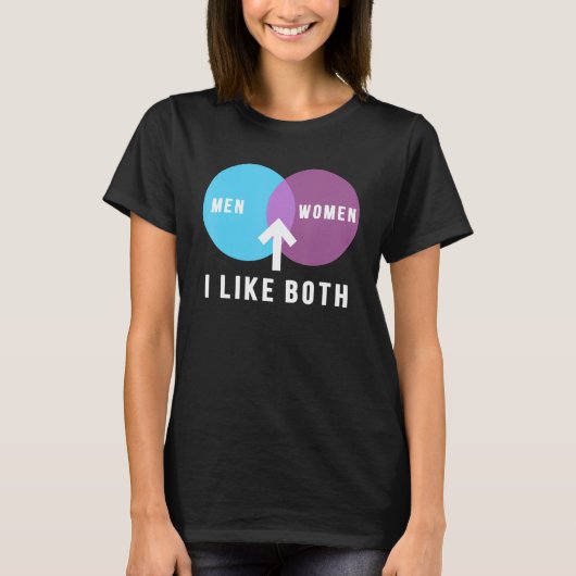 bisexual men women i like both venn diagram lgbt p t-shirt (Voorkant)