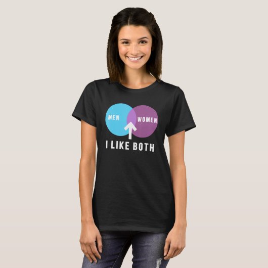 bisexual men women i like both venn diagram lgbt p t-shirt (Voorkant volledig)
