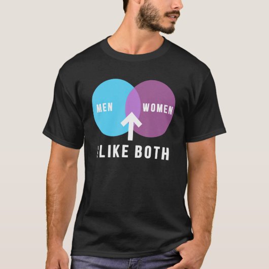 bisexual men women i like both venn diagram lgbt p t-shirt (Voorkant)