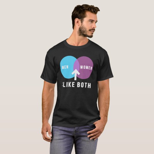 bisexual men women i like both venn diagram lgbt p t-shirt (Voorkant volledig)