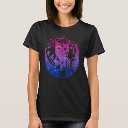 Bisexual Moon Space Cat Lgbt Gay Pride Wi T-shirt (Voorkant)