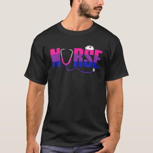 Bisexual Nurse LGBQ Subtle Bi Pride Flag Rn LPN Nu T-shirt (Voorkant)