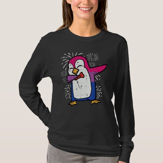 Bisexual Penguin Dab Bi Flag Pride Month Lgbt Men  T-shirt (Voorkant)