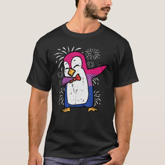 Bisexual Penguin Dab Bi Flag Pride Month Lgbt Men  T-shirt (Voorkant)
