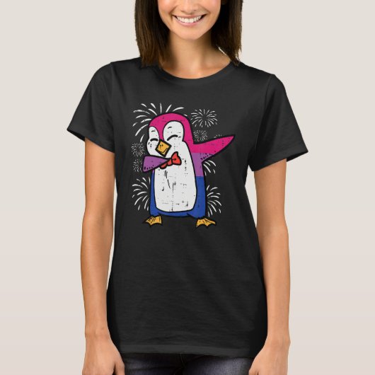 Bisexual Penguin Dab Bi Flag Pride Month Lgbt Men T-shirt (Voorkant)