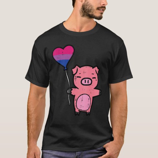 Bisexual Pig Heart Cute Bi Pride Flag LGBTQ Women  T-shirt (Voorkant)
