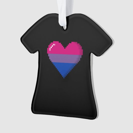 Bisexual Pride 8-bits Pixel Heart Ornament (voorkant)