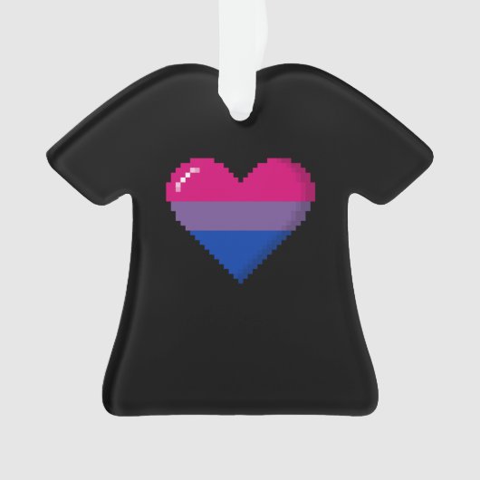 Bisexual Pride 8-bits Pixel Heart Ornament (voorkant)