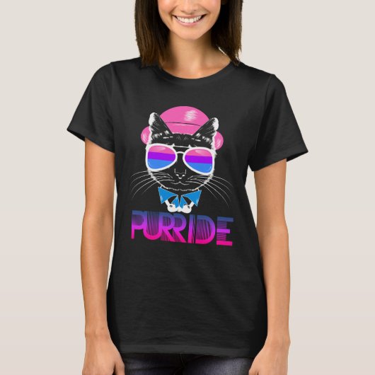 Bisexual Pride Cat Purride Funny T-shirt LGBTQ (Voorkant)