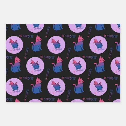 Bisexual Pride Cat - Wees jezelf Inpakpapier Vel (Voorkant 2)