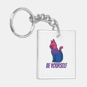 Bisexual Pride Cat - Wees jezelf Sleutelhanger (Voorkant Links)