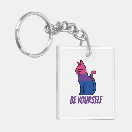 Bisexual Pride Cat - Wees jezelf Sleutelhanger (Voorkant Links)