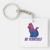 Bisexual Pride Cat - Wees jezelf Sleutelhanger (Voorkant)