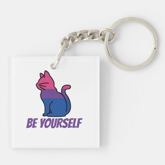 Bisexual Pride Cat - Wees jezelf Sleutelhanger (Achterkant)