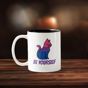 Bisexual Pride Cat - Wees jezelf Tweekleurige Koffiemok