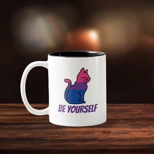 Bisexual Pride Cat - Wees jezelf Tweekleurige Koffiemok