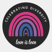 Bisexual Pride Celebrity Diversity Love is Love Ronde Sticker (Voorkant)