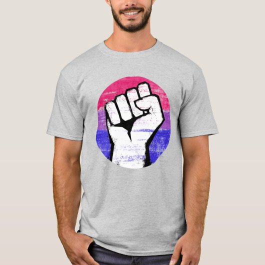 Bisexual Pride Fist Circle Print T-shirt (Voorkant)