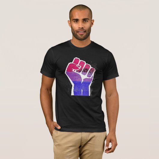 Bisexual Pride Fist T-shirt (Voorkant volledig)