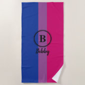 Bisexual Pride Flag Black Custom Monogram LGBT Strandlaken (Voorkant)
