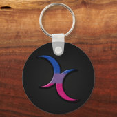 Bisexual Pride Flag Colour Crescent Moons Symbol Sleutelhanger (Voorkant)