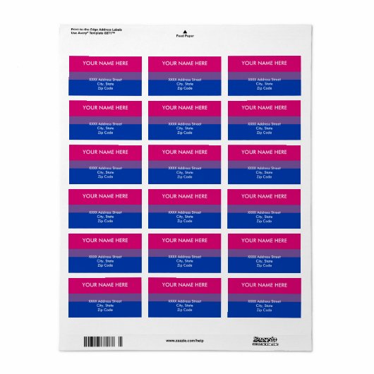 Bisexual Pride Flag Etiket (Full Sheet)