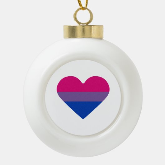 Bisexual Pride Flag Heart Keramische Bal Ornament (Voorkant)