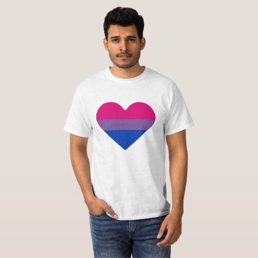 Bisexual Pride Flag Heart T-shirt (Voorkant volledig)