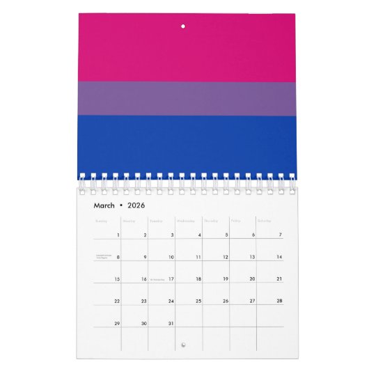 Bisexual Pride Flag Kalender (Mar 2026)
