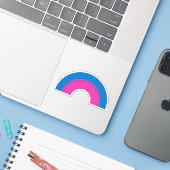 Bisexual Pride Flag Rainbow Sticker (Laptop met iPhone)