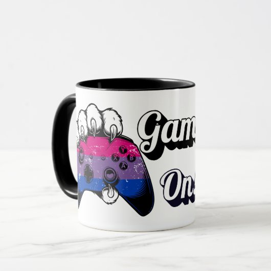 Bisexual Pride Game On Tiger Paw Controller Mug Mok (Voorkant links)