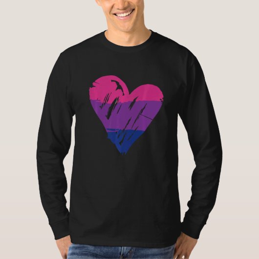 Bisexual Pride Heart Flag T-shirt (Voorkant)