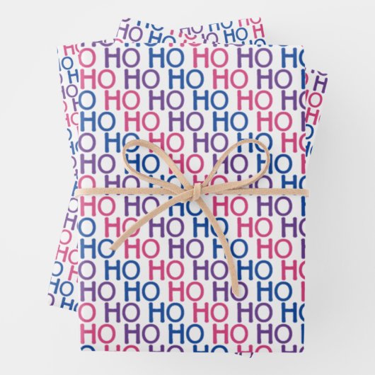 Bisexual Pride Ho Ho Ho Pattern Wrapping Paper Set (In situ)