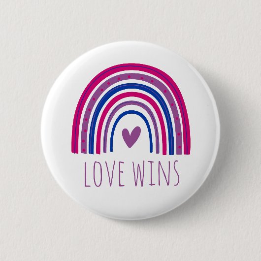 Bisexual Pride Love Wins LGBT Rainbow Button (Voorkant)