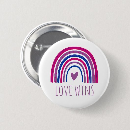 Bisexual Pride Love Wins LGBT Rainbow Button (Voorkant /achterkant)