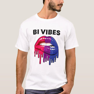 Bisexual Pride Month LGBT Bi Vibes Driping Lips T-shirt