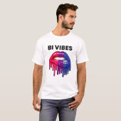 Bisexual Pride Month LGBT Bi Vibes Driping Lips T-shirt (Voorkant volledig)