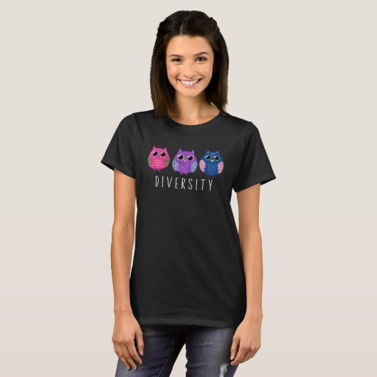 Bisexual Pride Owl Bi LGBTQ T-shirt (Voorkant volledig)