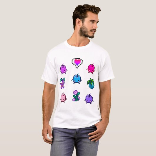 Bisexual Pride Stardew Valley Junimos set T-shirt (Voorkant volledig)