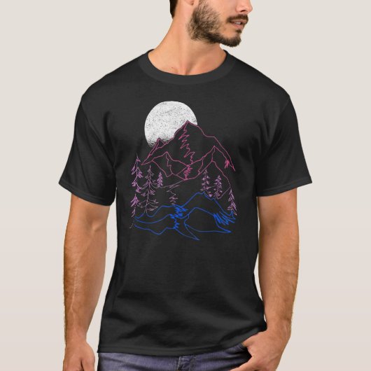Bisexual Pride Subtle Bi Pride Landscape LGBT Moun T-shirt (Voorkant)