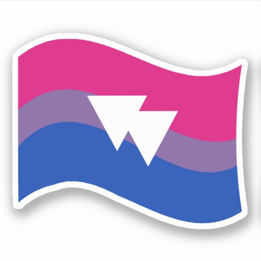 Bisexual Pride Symbol Wavy Flag Sticker (Voorkant)