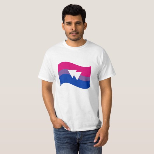 Bisexual Pride Symbol Wavy Flag T-shirt (Voorkant volledig)