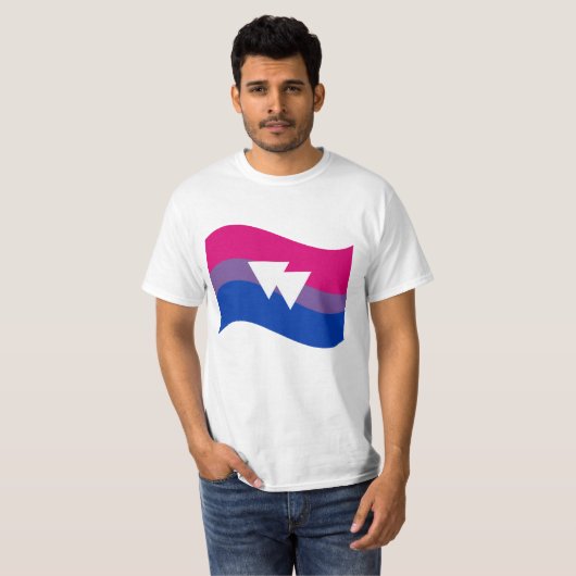 Bisexual Pride Symbol Wavy Flag T-shirt (Voorkant volledig)