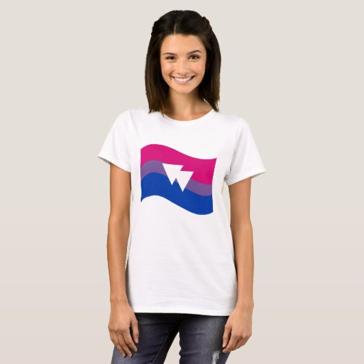 Bisexual Pride Symbol Wavy Flag T-shirt (Voorkant volledig)